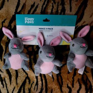 Dog Toy Stuffed Bunnies 3 pack Zippy Paws Mini..ea. New!